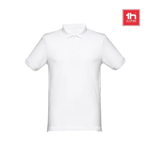 THC MONACO WH. Polo da uomo a maniche corte in cotone cardato