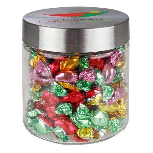 Bocal en verre de 0,9 litre, rempli de bonbons