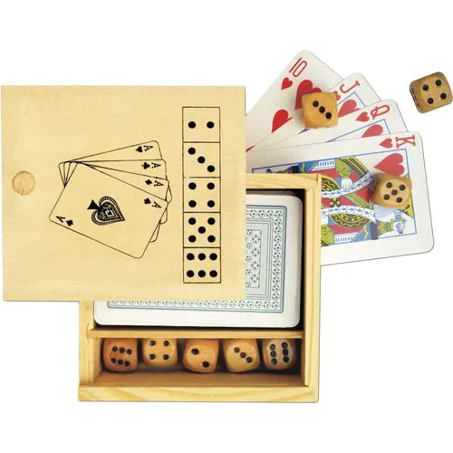 Wooden box with game set Myriam Wooden box with game set Myriam
