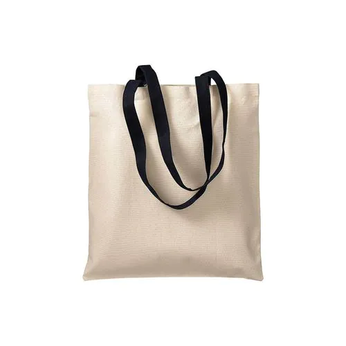 Shopper en coton naturel 220 g/m2, anses longues colorées Shopper en coton naturel 220 g/m2, anses longues colorées