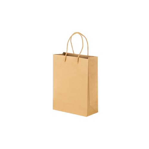 150 g/m2 natural recycled paper bag with gusset and short colored handles