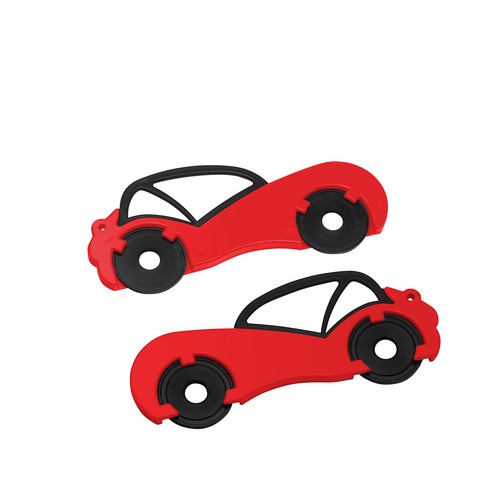 Chiphouder met twee winkelwagenmuntjes 1€ "auto" Chiphouder met twee winkelwagenmuntjes 1€ "auto"