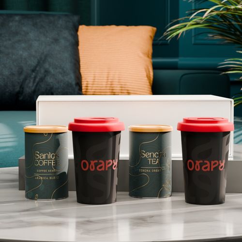 Conjunto Freedom Taste 280ml negro satinado/Rojo