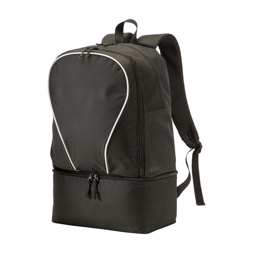600D polyester sports backpack, large main compartment and padded shoe compartment. 600D polyester sports backpack, large main compartment and padded shoe compartment.