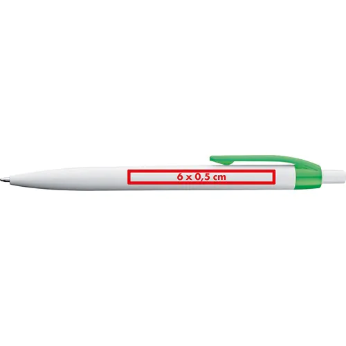 White plastic ball pen with coloured clip White plastic ball pen with coloured clip