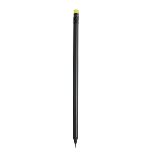 Schwarzer zylindrischer Bleistift mit farbigem Radiergummi Schwarzer zylindrischer Bleistift mit farbigem Radiergummi