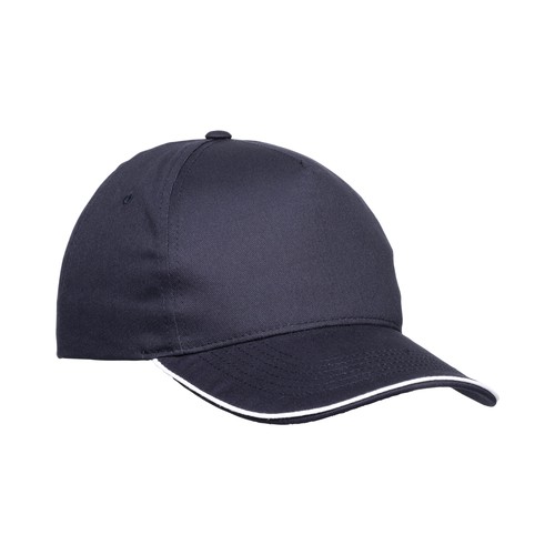 Casquette en coton 5 panneaux, visière sandwich contrasté avec fermeture velcro