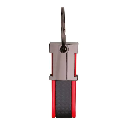Porte-clés en métal bruni et PU bicolore, avec un espace adapté au logo en résine Porte-clés en métal bruni et PU bicolore, avec un espace adapté au logo en résine