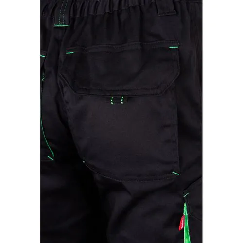 VL FIDES. Two-tone, multi-pocket stretch trousers (240g/m²), in cotton (46%), EME (38%) and polyester (16%)