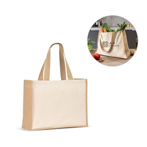 HELSINQUE. Canvas tas (320g/m²), met bodem en zijkanten van gelamineerd jute (350g/m²) in natuurlijke tinten HELSINQUE. Canvas tas (320g/m²), met bodem en zijkanten van gelamineerd jute (350g/m²) in natuurlijke tinten