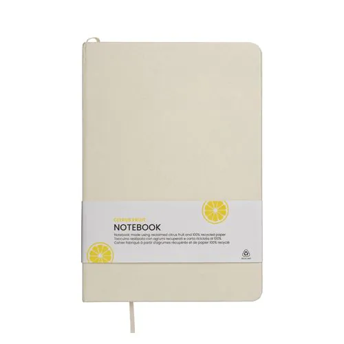 Carnet de notes avec couverture en résidus de fruits et fermeture élastique