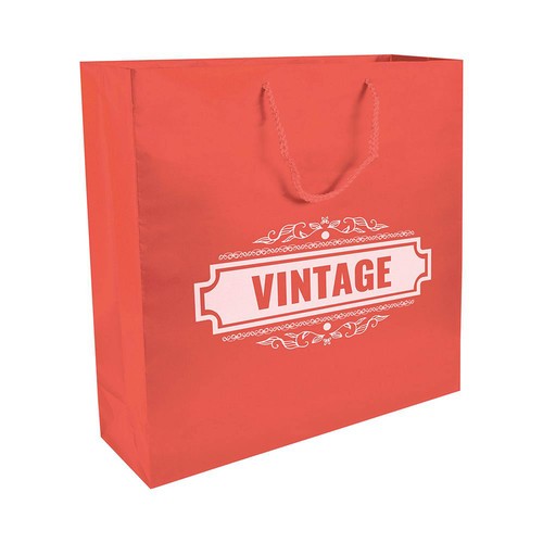157 g/m2 matte laminated paper shopping bag with gusset and bottom reinforcement