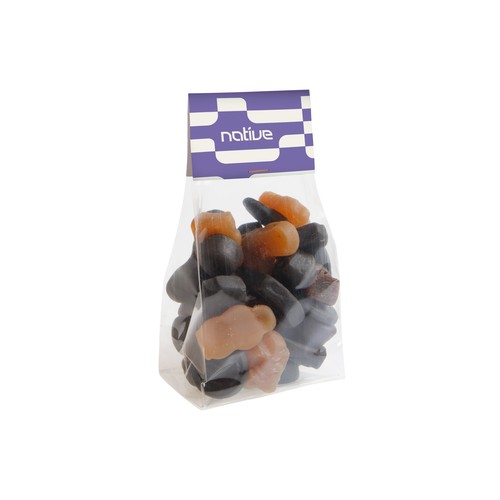 Blokzakje met kopkaartje en 150 gram snoep Blokzakje met kopkaartje en 150 gram snoep