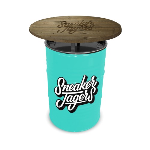 Barrel Table RAL Colour with Barnwood Table Top