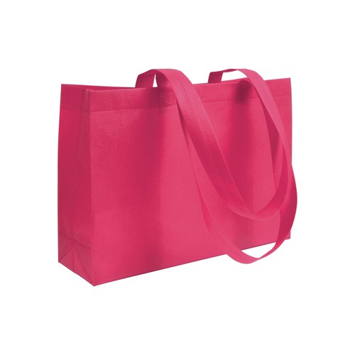 Shopper con soffietto alla base in TNT 70 g/m2 termosaldato, manici lunghi Shopper con soffietto alla base in TNT 70 g/m2 termosaldato, manici lunghi