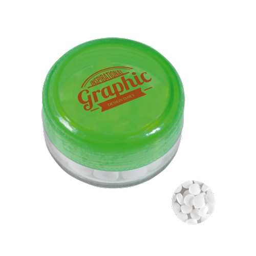 Boîte plastique ronde avec extra fort - bonbons `triangle`