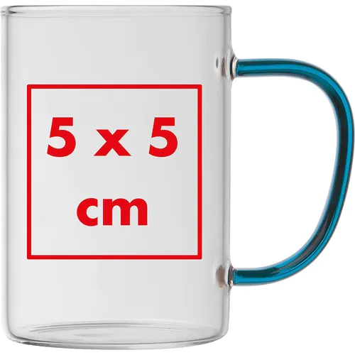 glass mug with coloured handle
