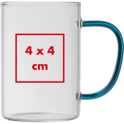 glass mug with coloured handle