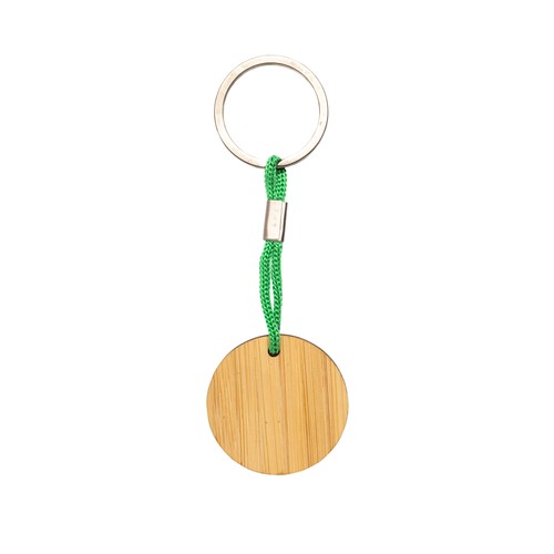 Bamboo keychain with cord and metal ring Bamboo keychain with cord and metal ring
