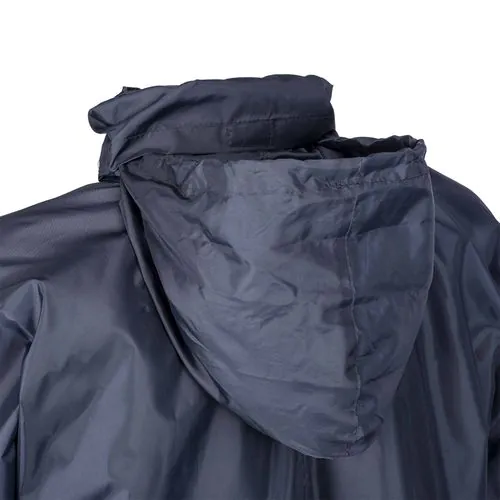 190T polyester windbreaker with fold-away hood with zip. Folds up into a waist bag
