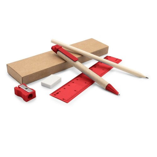 School set, pencil case, pencil, ball pen, ruler, eraser and pencil sharpener | Tobias