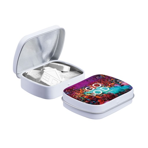 Mini hinged tin with shape mints Mini hinged tin with shape mints