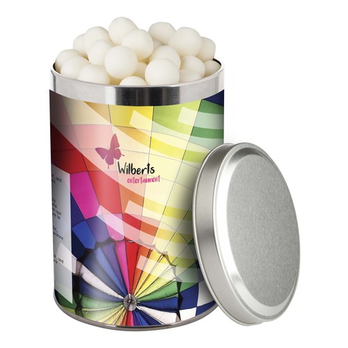Large tin 1.3 liters, filled with candy
