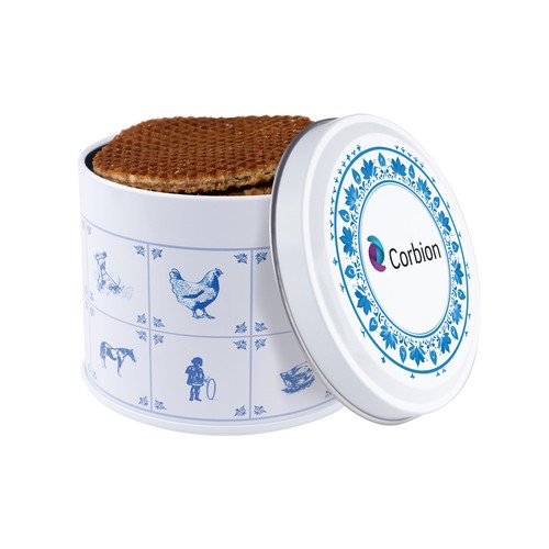 Delfts blue tin with syrup waffles Delfts blue tin with syrup waffles