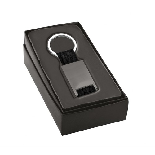 BLACK BURNISHED FABRIC KEYCHAIN