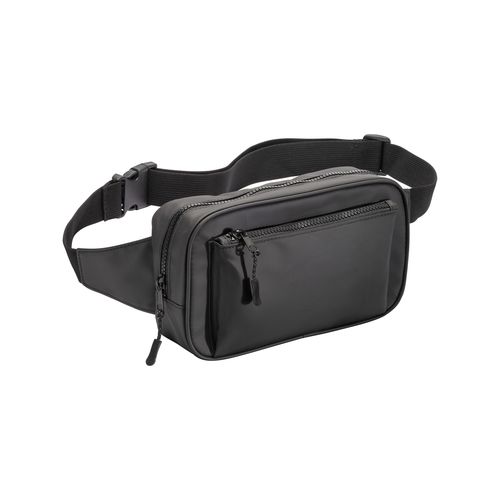 Water resistant polyester waistbag. Front pocket with zipper and adjustable belt Water resistant polyester waistbag. Front pocket with zipper and adjustable belt