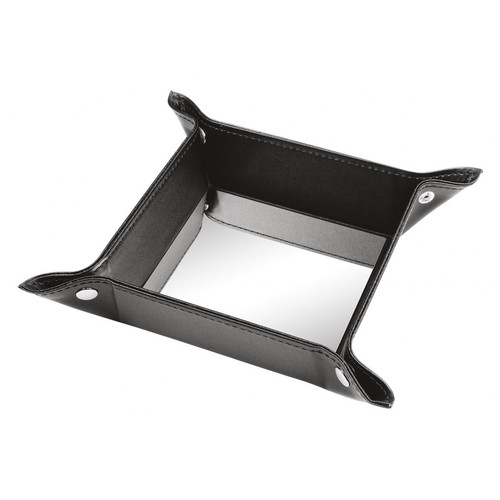 BLACK PU VALET TRAY 10x10 cm WITH PLATE