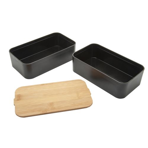 Bento 'Mihara', black, with bamboo lid Bento 'Mihara', black, with bamboo lid