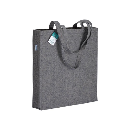 280g/m2 recycled cotton shopping bag, long handles and gussets
