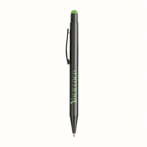 Aluminum push button ball pen with colored touch screen and laser engraved logo Aluminum push button ball pen with colored touch screen and laser engraved logo