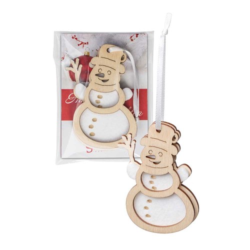 Wood-felt tag - Snowman in promotional bag