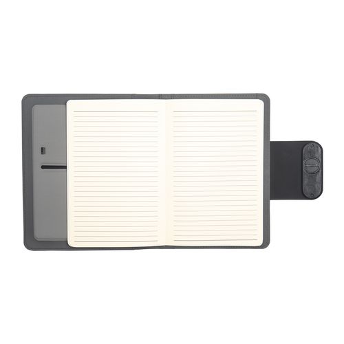 A5 organizer folder in R-PET with lock and magnetic closure that lights up