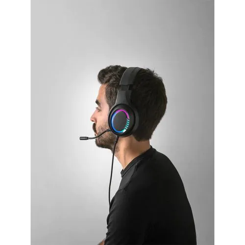 Thorne Headset RGB. Cuffie da gioco in ABS con cavo da 2 m, microfono e luci LED RGB Thorne Headset RGB. Cuffie da gioco in ABS con cavo da 2 m, microfono e luci LED RGB