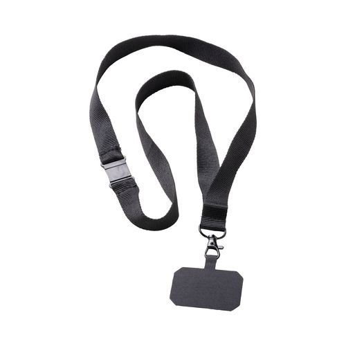 Polyester neck ribbon with cell phone holder tag