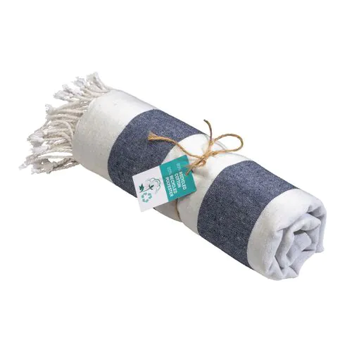 Serviette de plage / Paréo en coton recyclé de 180 gr/m2 avec frange, mesure 90x170 cm
