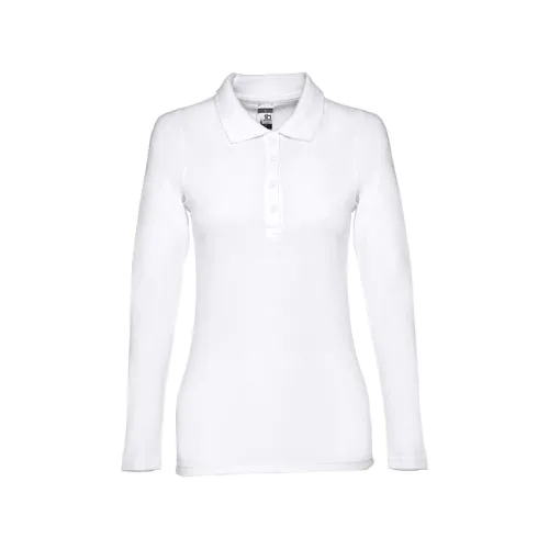 THC BERN WOMEN WH. Polo da donna a manica lunga in cotone cardato THC BERN WOMEN WH. Polo da donna a manica lunga in cotone cardato