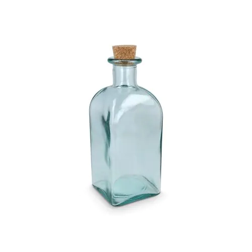 InSideOut Vierkante Gerecycled glas Waterfles ReuuZ met kurkstop 1L InSideOut Vierkante Gerecycled glas Waterfles ReuuZ met kurkstop 1L