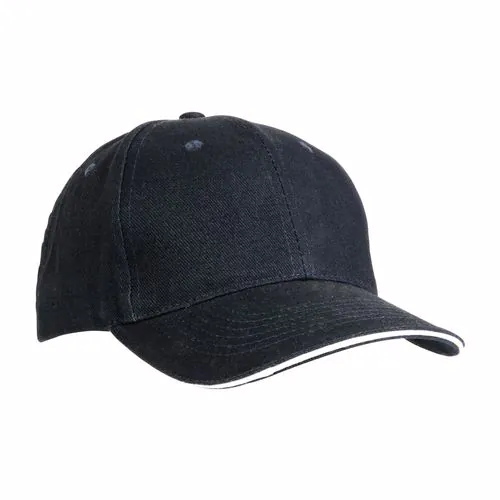 Cappellino in cotone pesante, 6 pannelli con visiera "sandwich"