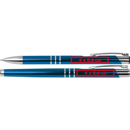 Aluminium schrijfset met een pen en rollerbal