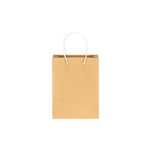 150 g/m2 natural recycled paper bag with gusset and short colored handles