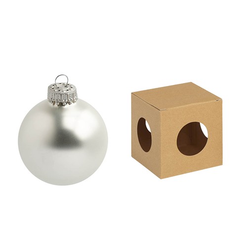 Boule de Noël 8 cm avec tampographie 4-5 couleurs (recto) - en boîte ECO - couronne argentée - MADE IN GERMANY