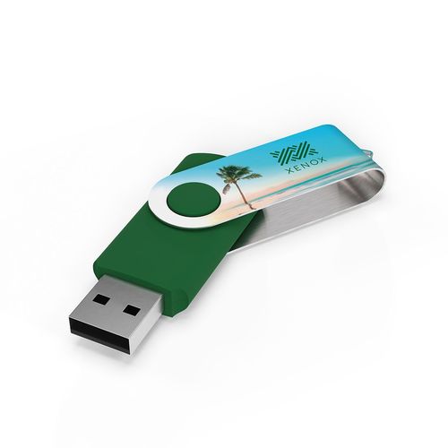 USB Stick Twister (Verde, 16 GB 2.0, Nessun caricamento dati, Stampa massima fronte, Stampa massima retro, Nessun accessorio, Nessun accessorio attaccato)