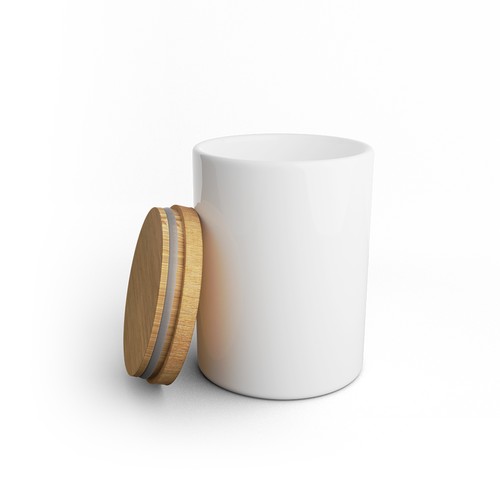 Pot à Friandises Personnalisé – Céramique, Couvercle Bambou, sur Commande