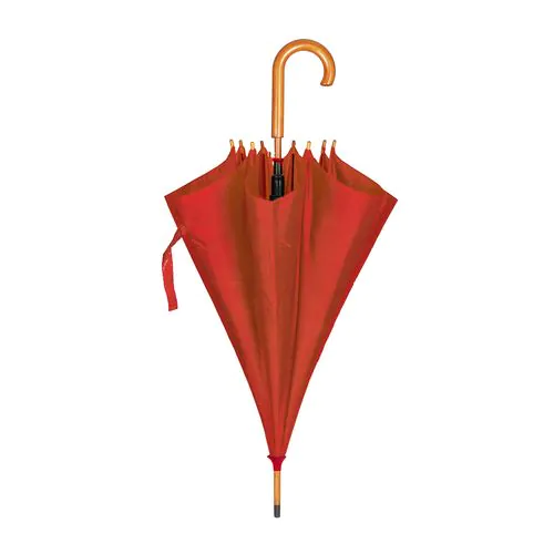 Automatic umbrella with wood shaft, ferrule and handle