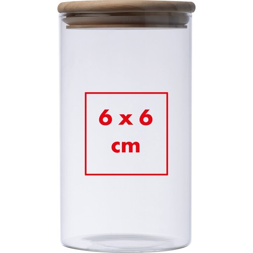 Borosilicate glass jar with pine wood lid, 1000 ml Borosilicate glass jar with pine wood lid, 1000 ml