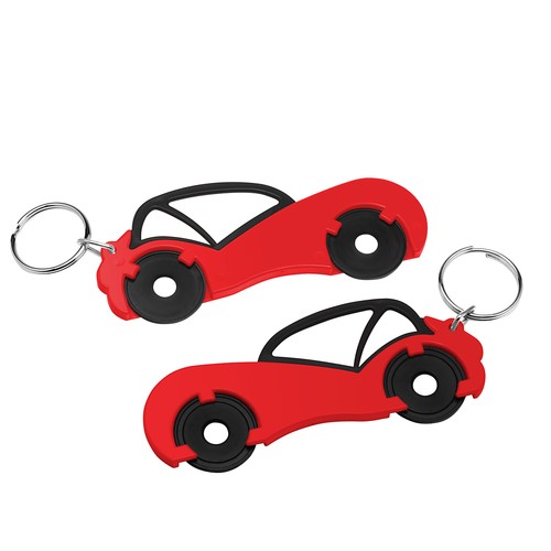 Chiphouder met twee winkelwagenmuntjes 1€ "auto"